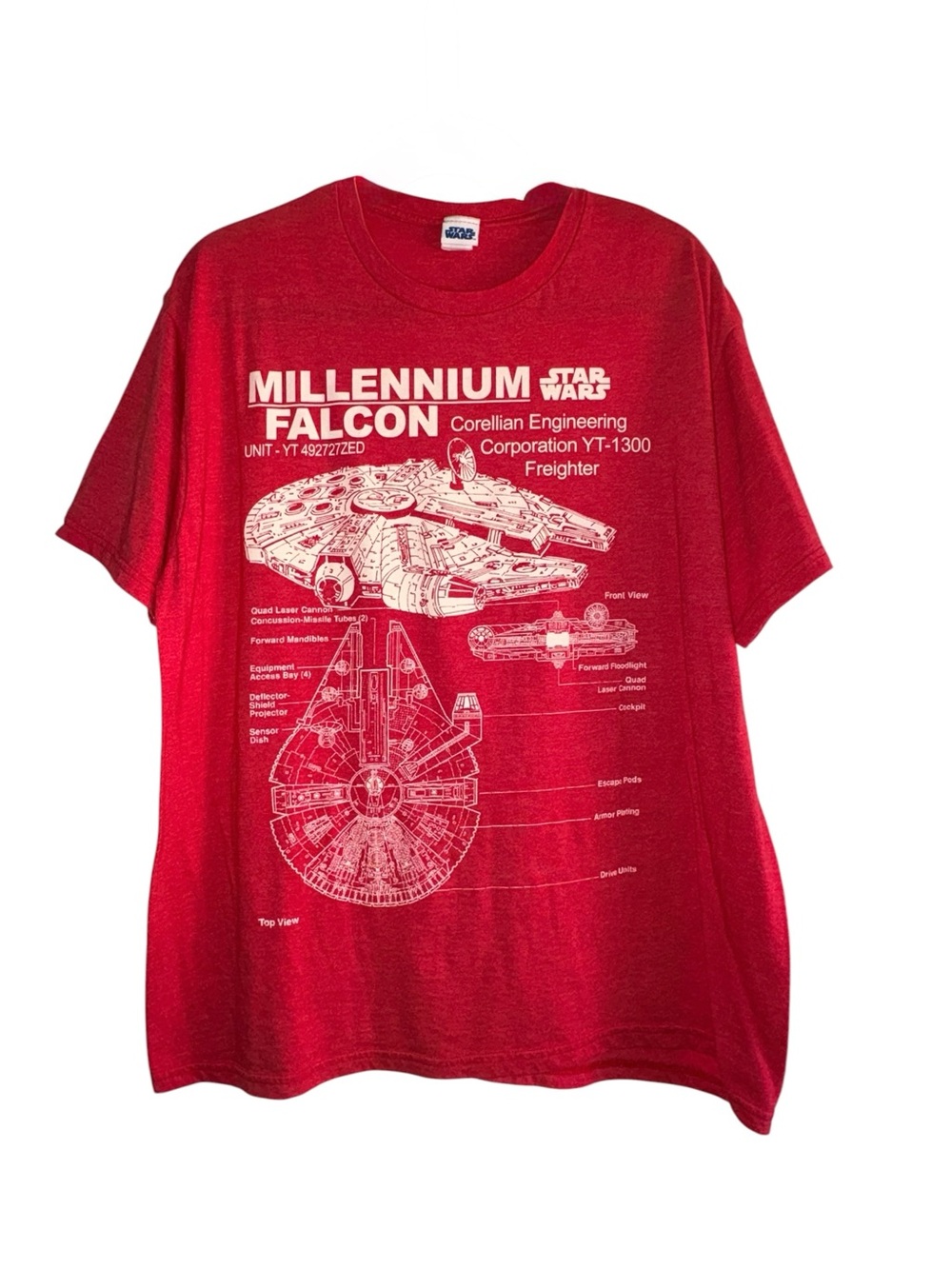 Star Wars Red Millennium Falcon Schematic Tee